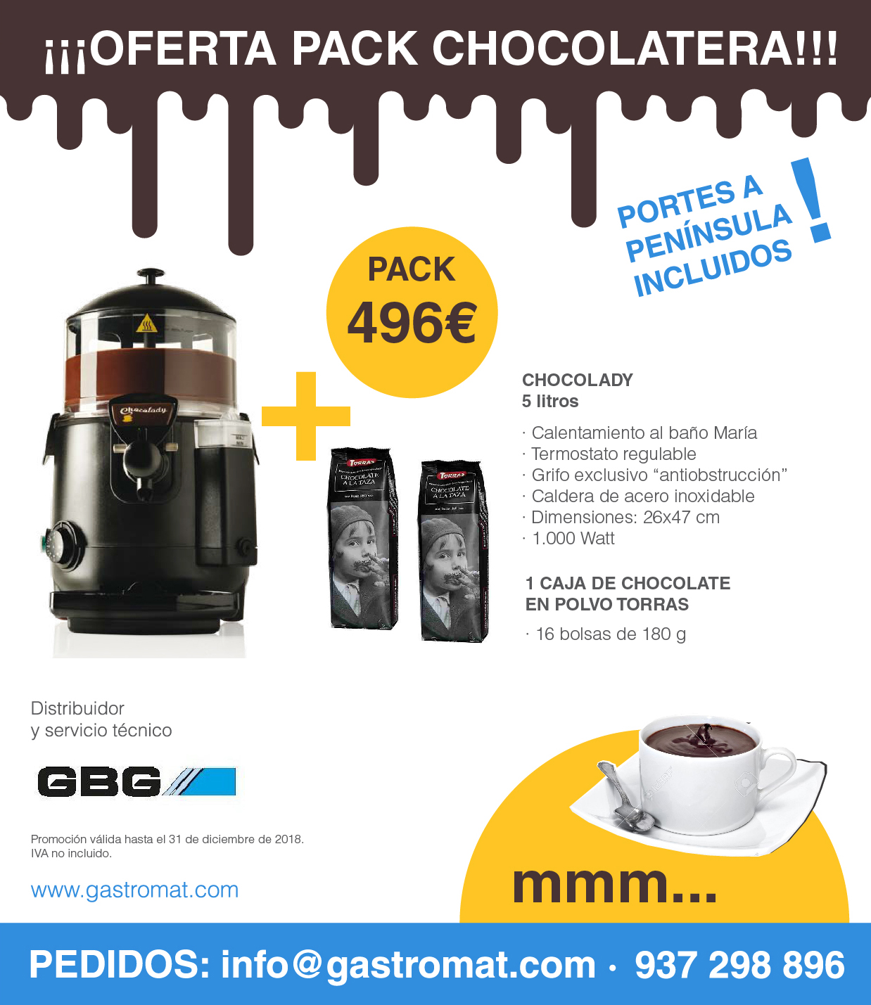 oferta pack chocolatera Chocolady